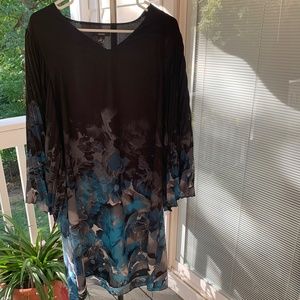 ALFANI V-NECK LONG SLEEVE  DRESS